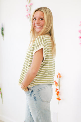 Dreaming of Paradise Crochet Top in Light Olive