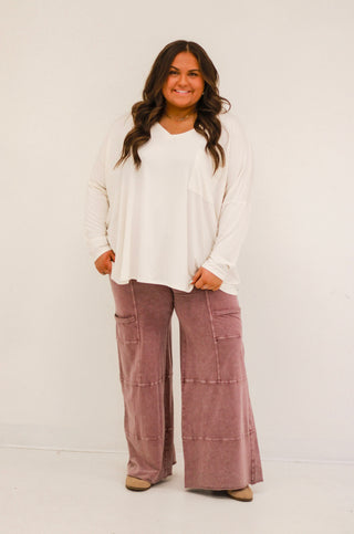 Day Date Wide Leg Pants in Plum