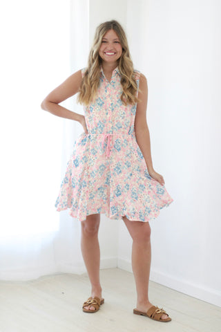 Loving You Hard Cinch Waist Floral Eyelet Dress