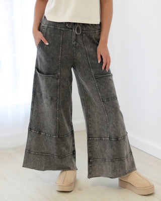Do You Love Me Wide Leg Pants in Ash Black