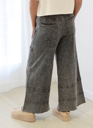 Do You Love Me Wide Leg Pants in Ash Black