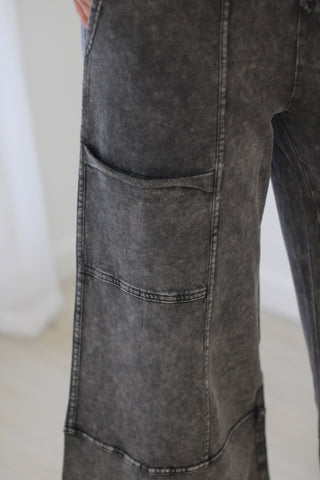 Do You Love Me Wide Leg Pants in Ash Black