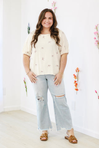 Sweetheart Bow Linen Top