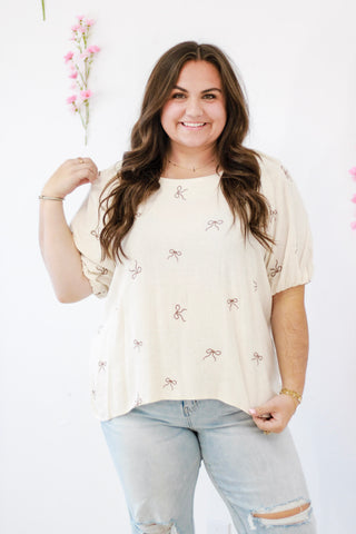 Sweetheart Bow Linen Top