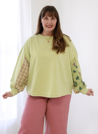 Don't Go Crazy Terry Pullover in Apple Green