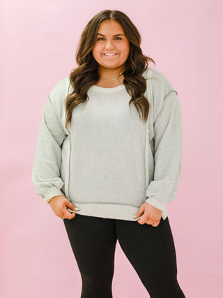 Breathless French Terry Pullover in Grey