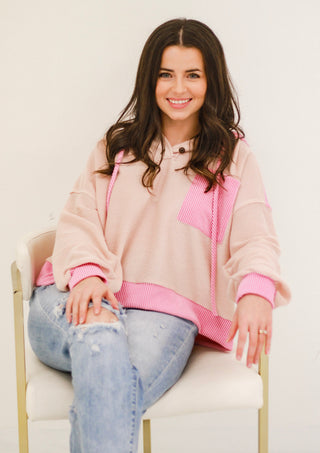 Pretty in Pink Ribbed Pullover