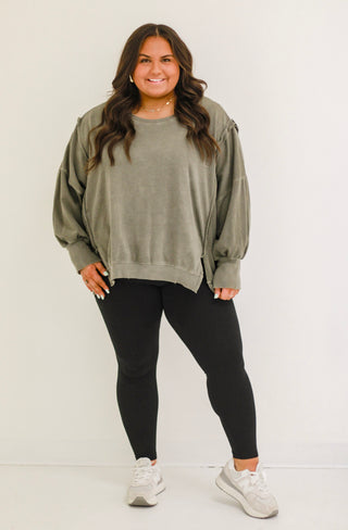 Kiss of Love Vintage Washed Pullover in Dark Mocha