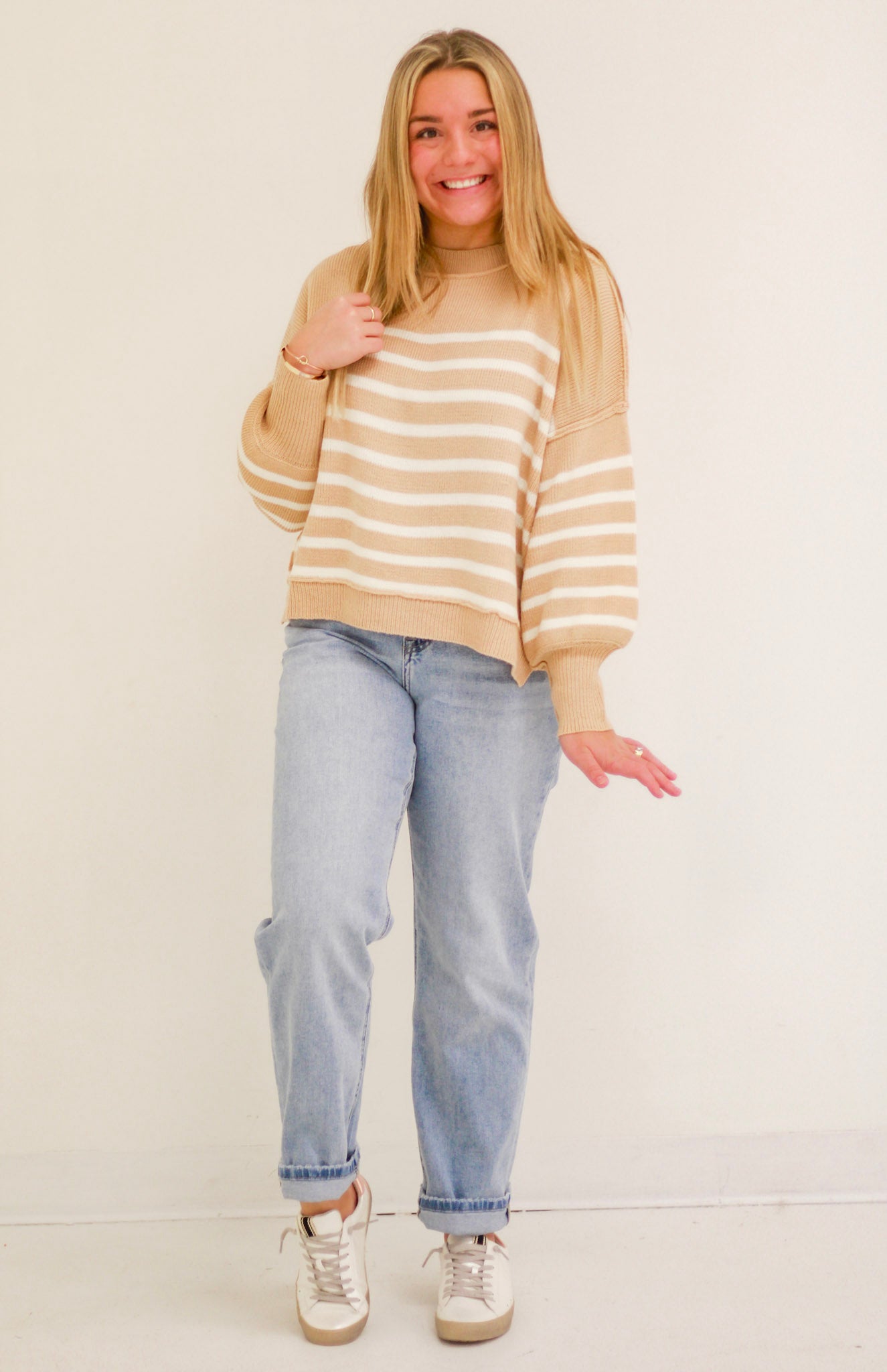 Cupid's Pick Striped Sweater in Taupe