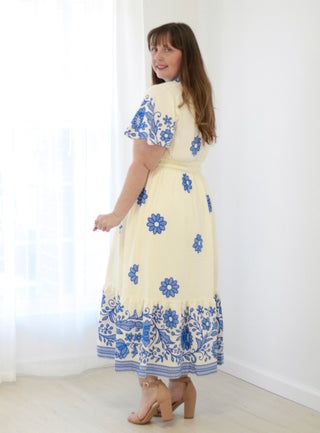 Spring Scene Floral Midi Dress