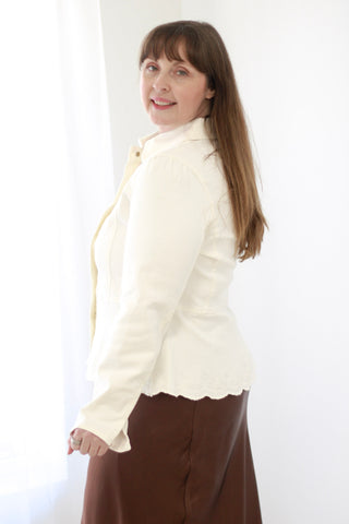 Show Me Up White Denim Jacket