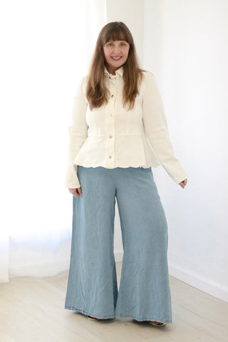 Office Ready Chambray Wide Leg Pants