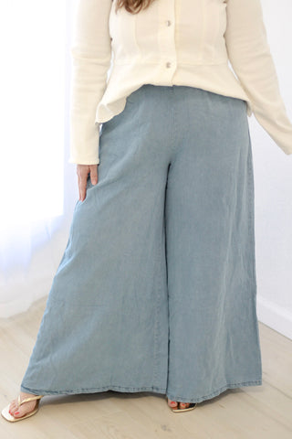 Office Ready Chambray Wide Leg Pants