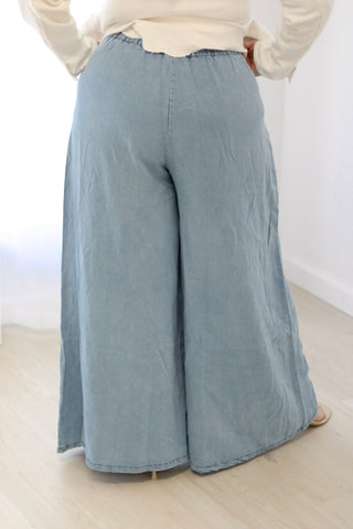 Office Ready Chambray Wide Leg Pants