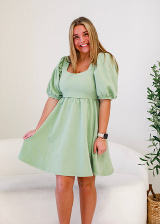 Always On My Mind Textured Dress in Sage