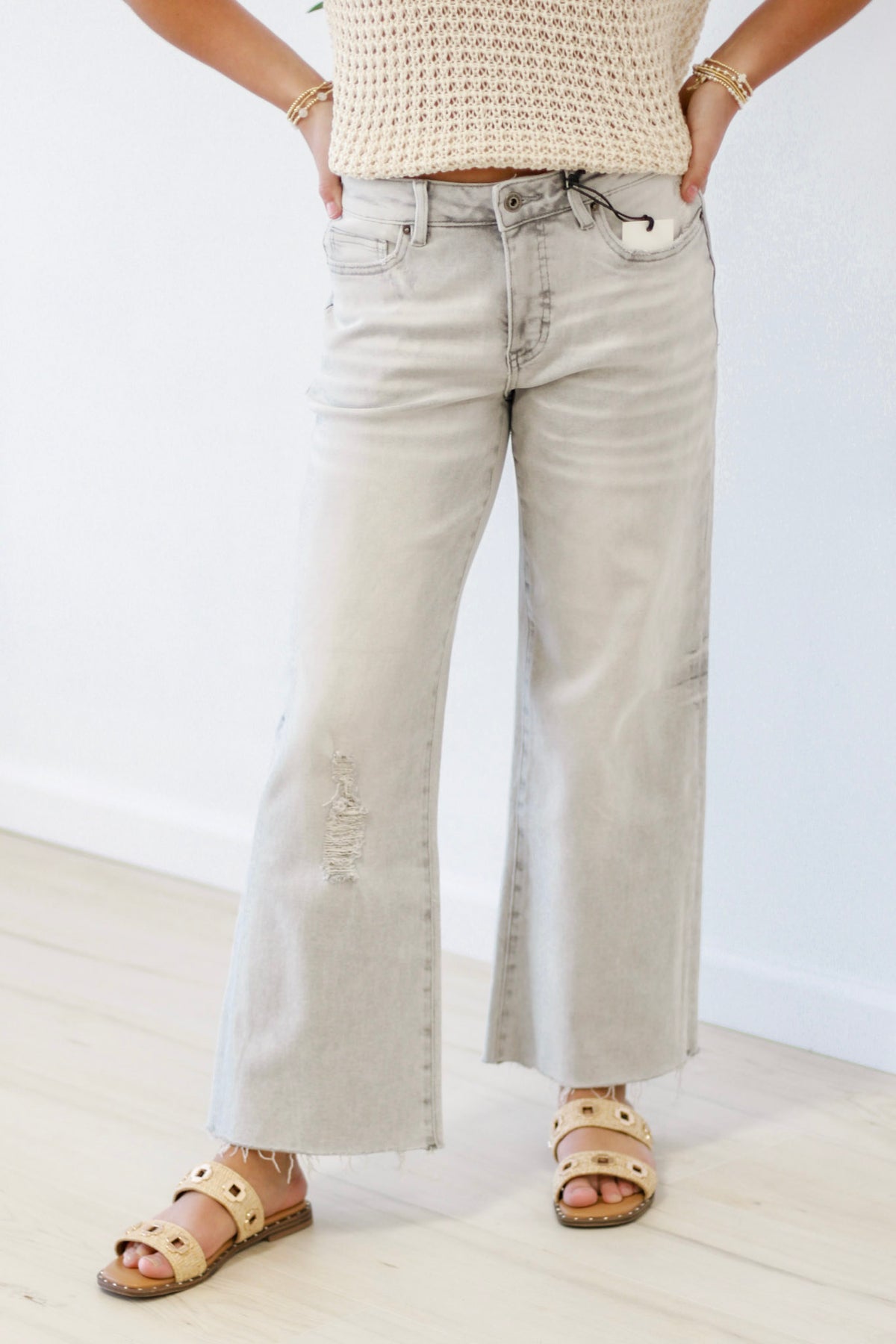 Weekend Vibes Wide Leg Mica Jeans in Arsenic