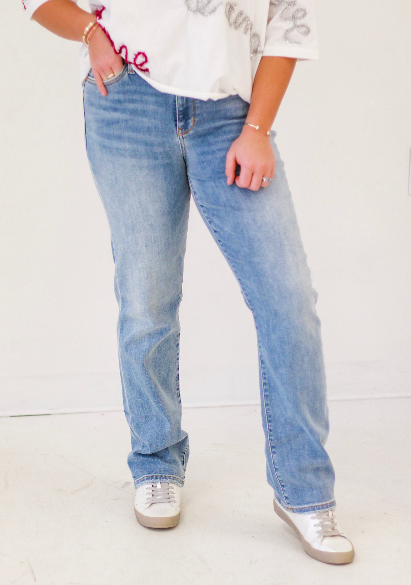 Bringing You Home Judy Blue Thermal Straight Leg Jeans