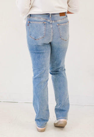 Bringing You Home Judy Blue Thermal Straight Leg Jeans
