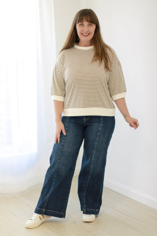 You Earned It Stripe Top in Mocha