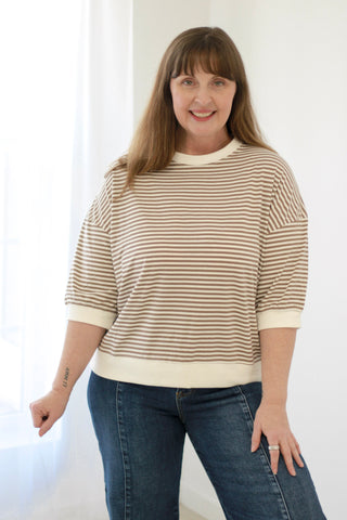 You Earned It Stripe Top in Mocha
