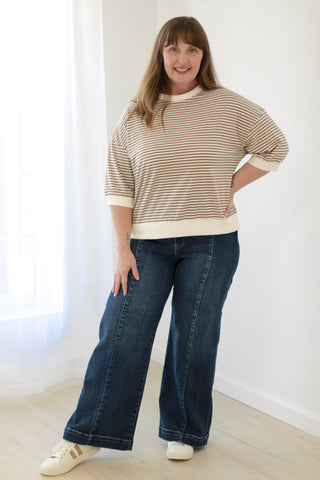You Earned It Stripe Top in Mocha