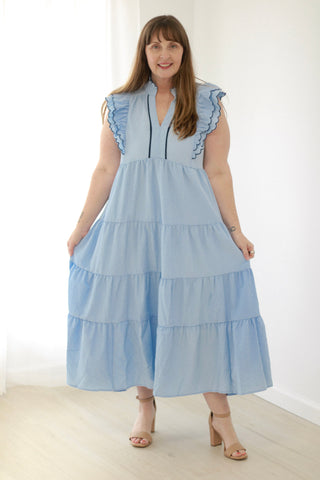 Blessed by You Blue Midi Dress