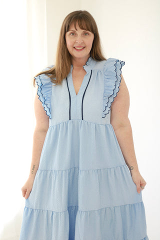 Blessed by You Blue Midi Dress