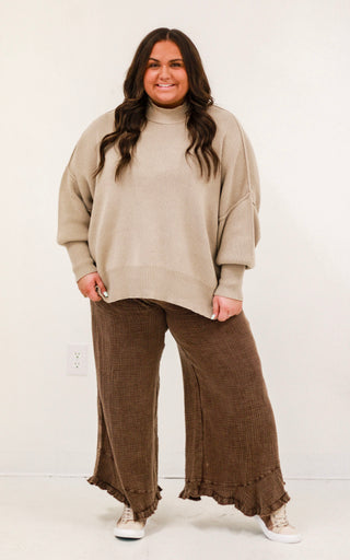 What's Going Around Mineral Wash Pants in Chocolate