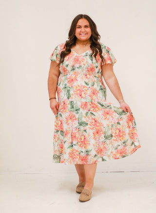 Enchanted Garden Floral Midi Dress