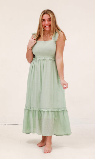 Meant to Dance Smocked Dress in Seaphoam