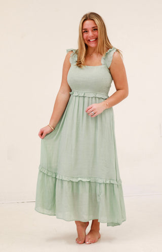 Meant to Dance Smocked Dress in Seaphoam