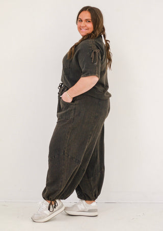 Catch Me if You Can Gauze Joggers in Black