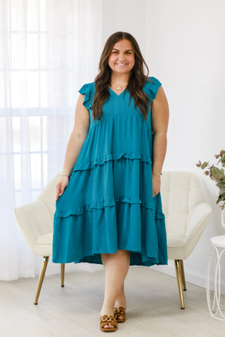 Lucky To Have You Midi Dress in Turquoise