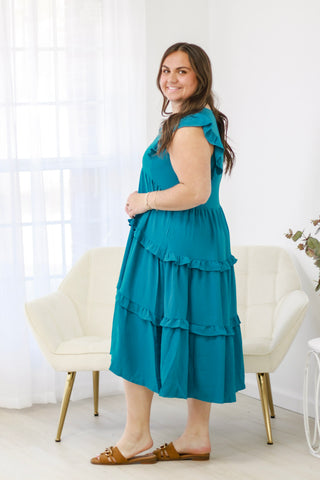 Lucky To Have You Midi Dress in Turquoise