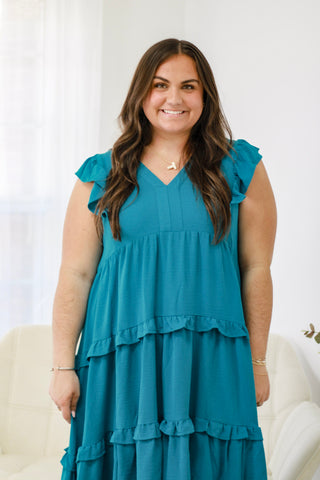 Lucky To Have You Midi Dress in Turquoise