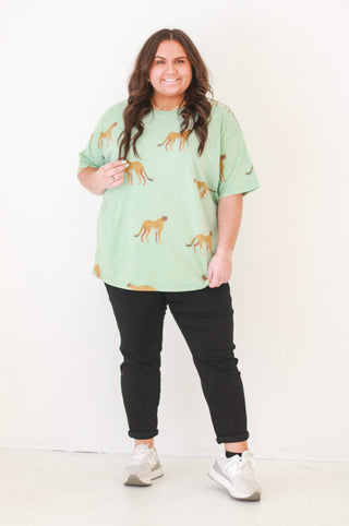 Running Wild Sage Cheetah Top