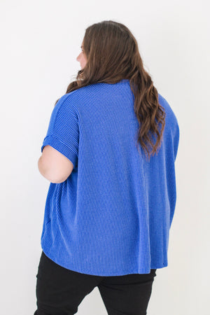 Do You Believe In Love Ribbed Top in Royal Blue