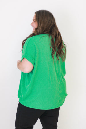 Do You Believe In Love Ribbed Top in Kelly Green