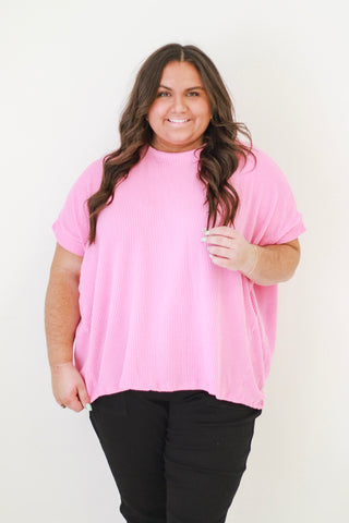 Do You Believe In Love Ribbed Top in Pink