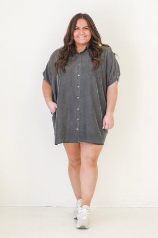 Fade Out Denim Black Dress