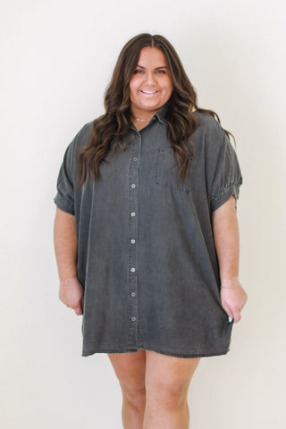 Fade Out Denim Black Dress