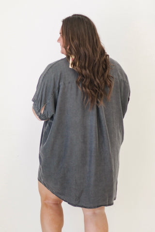 Fade Out Denim Black Dress