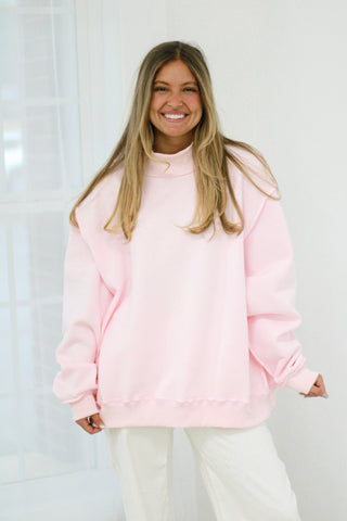 Pink Mock Neck Pullover by Bucketlist