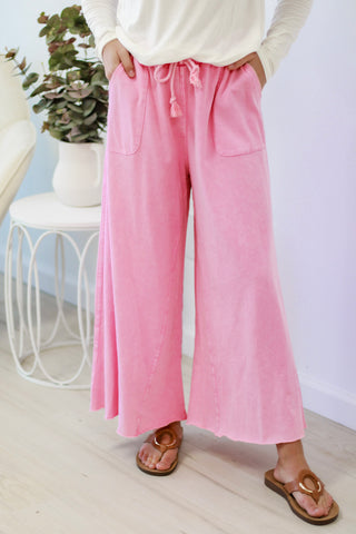 Do You Need Me Wide Leg Pants in Barbie Pink