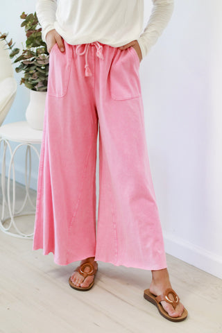 Do You Need Me Wide Leg Pants in Barbie Pink