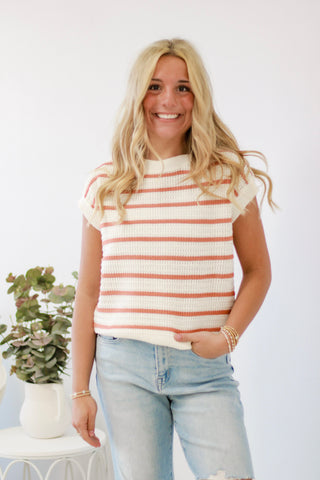 Spring Breeze Striped Sweater in Rum