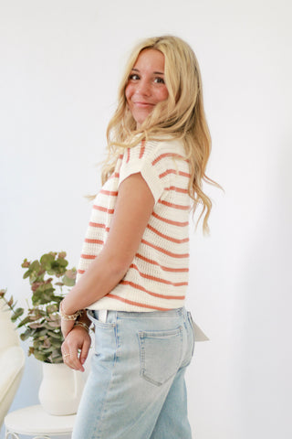 Spring Breeze Striped Sweater in Rum