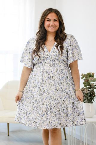 April Showers Floral Dress in Blue