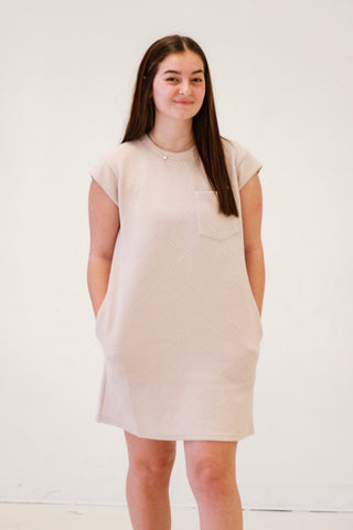 Textured in Love Light Taupe Dress