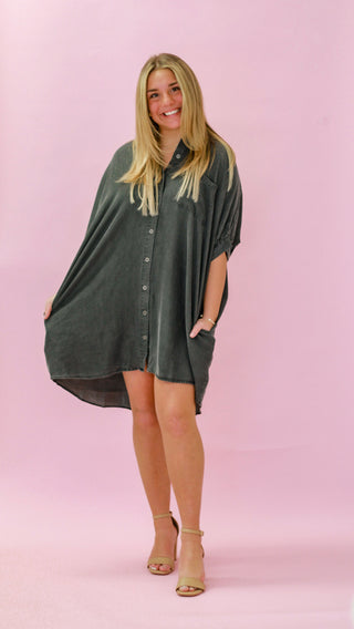 Fade Out Denim Black Dress